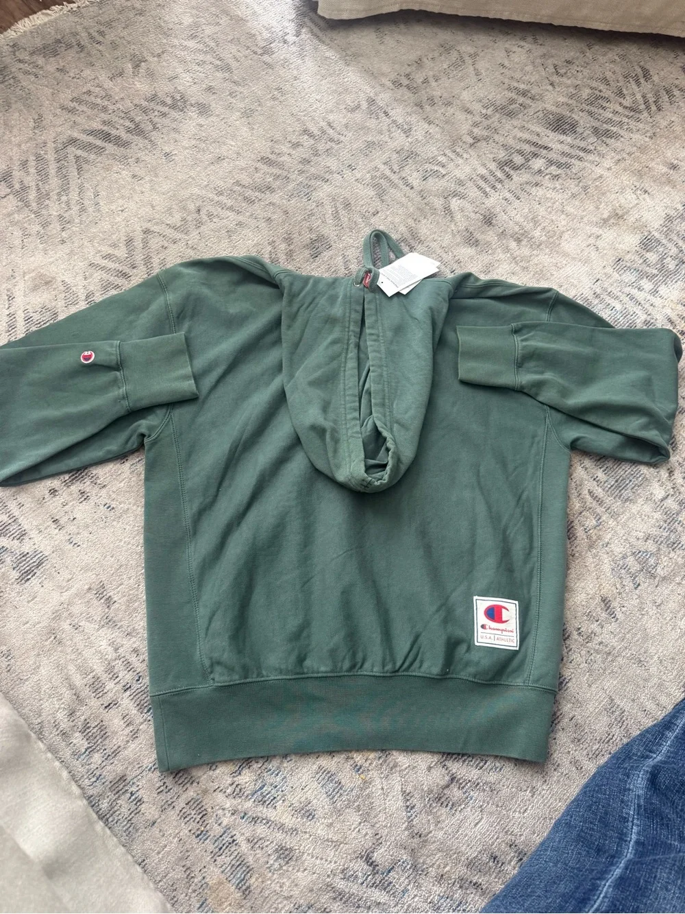 Champion Teal Green Pullover Hoodie with Front Pockets